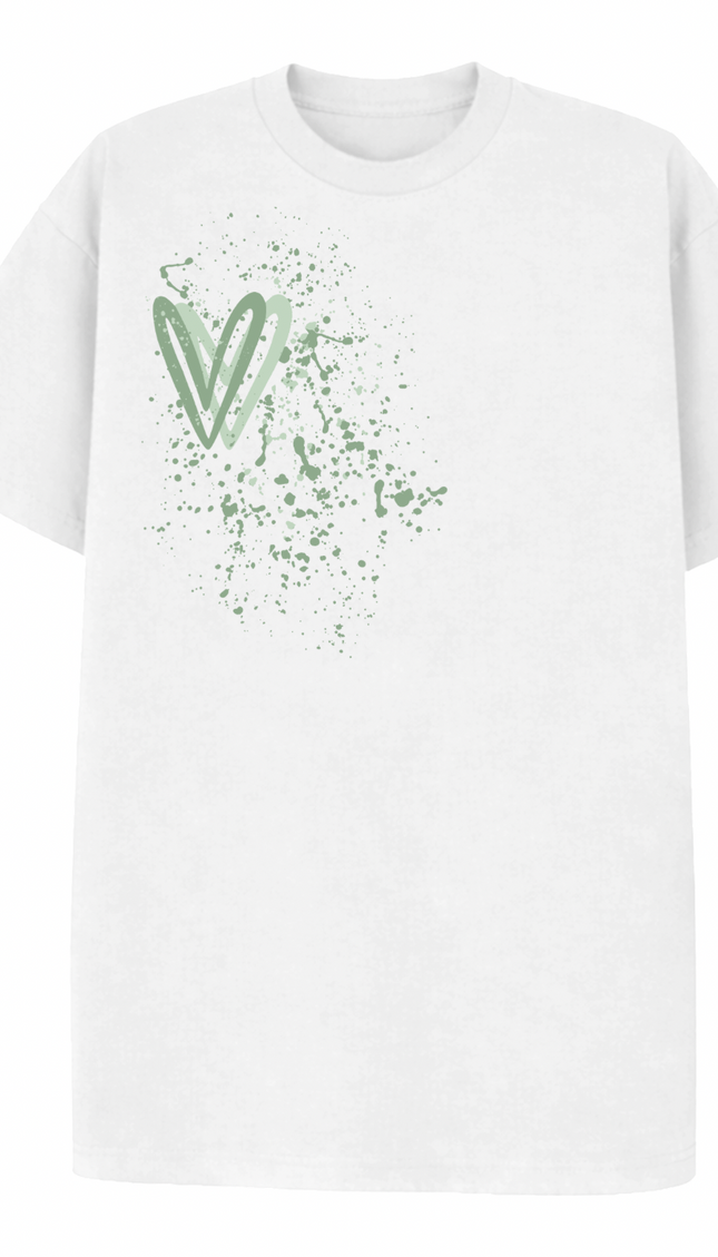 Sage Green Heart Printed T-shirt – image 4