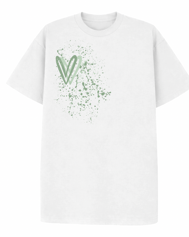 Sage Green Heart Printed T-shirt Adult
