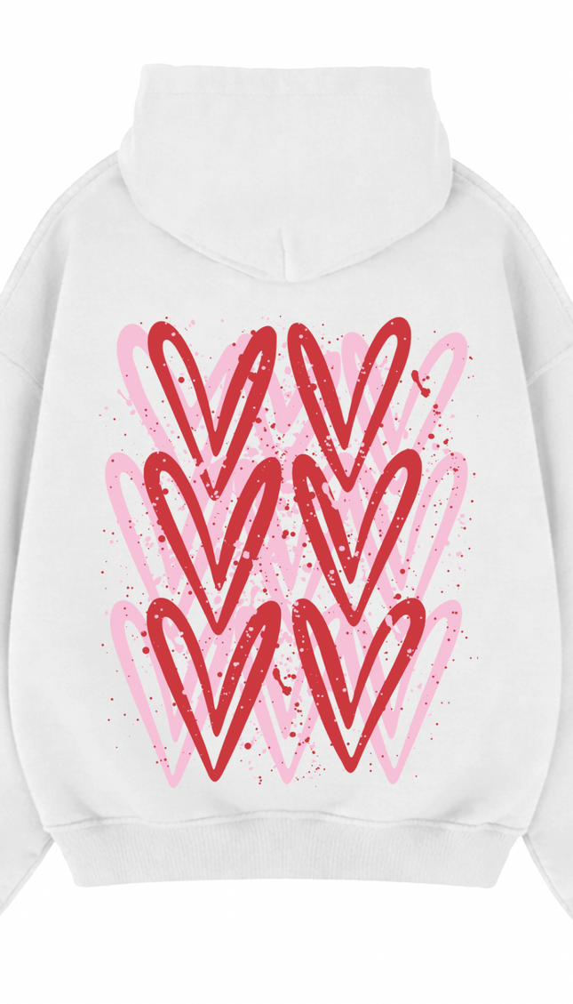Pink/Red Heart Printed Hoodie – image 7