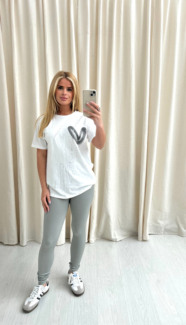 Grey Heart T Shirt Legging Set