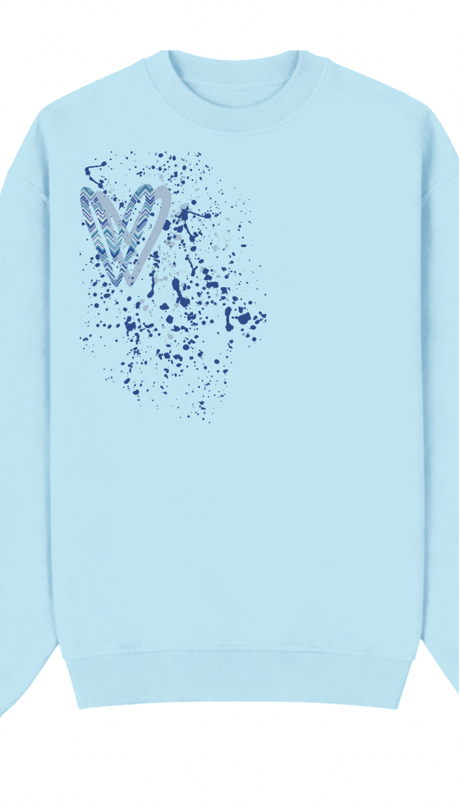 Blue Zig Zag Heart Printed Sweatshirt – image 6