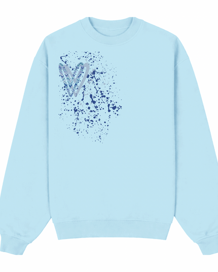 Blue Zig Zag Heart Printed Sweatshirt Kids