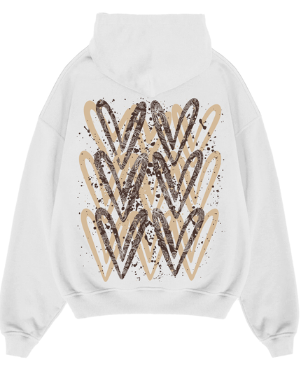 Beige/Brown Paisley Heart Printed Hoodie Adults