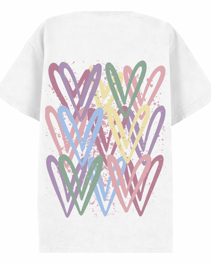 Dark Pastel Heart Printed T-shirt Adult