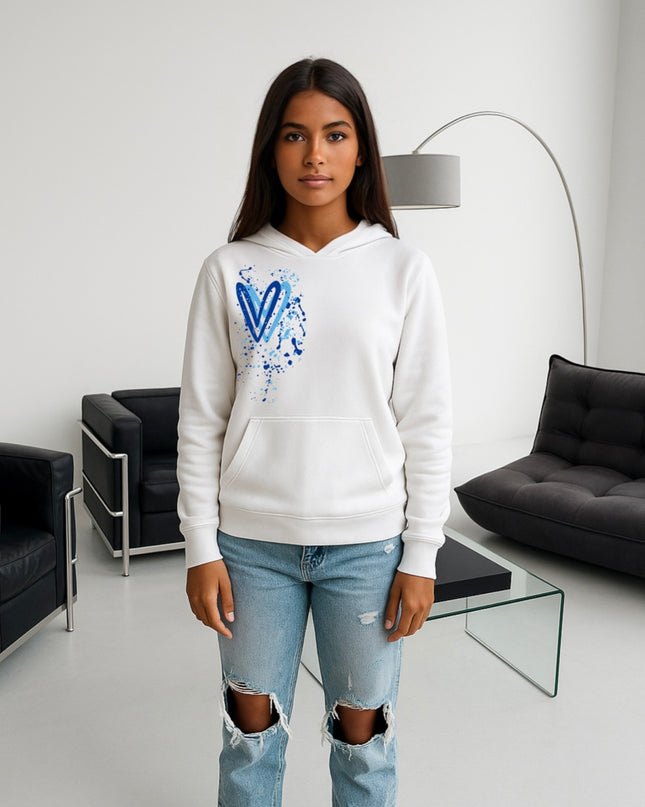 Royal Blue Heart Printed Hoodie
