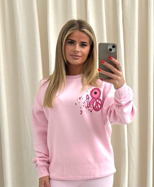 Pink Evil Eye, Peace, Heart Printed Sweatshirt Adults