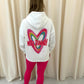 Miss Runway Multicolour Heart Graffiti Hoodie And Legging Set White