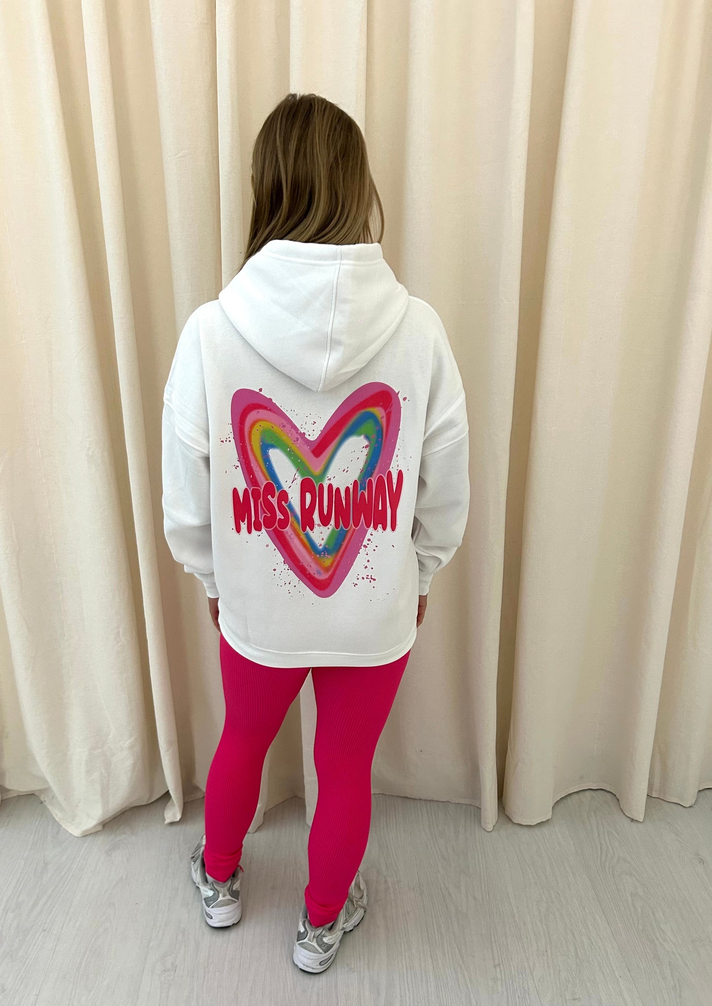 Miss Runway Multicolour Heart Graffiti Hoodie And Legging Set White