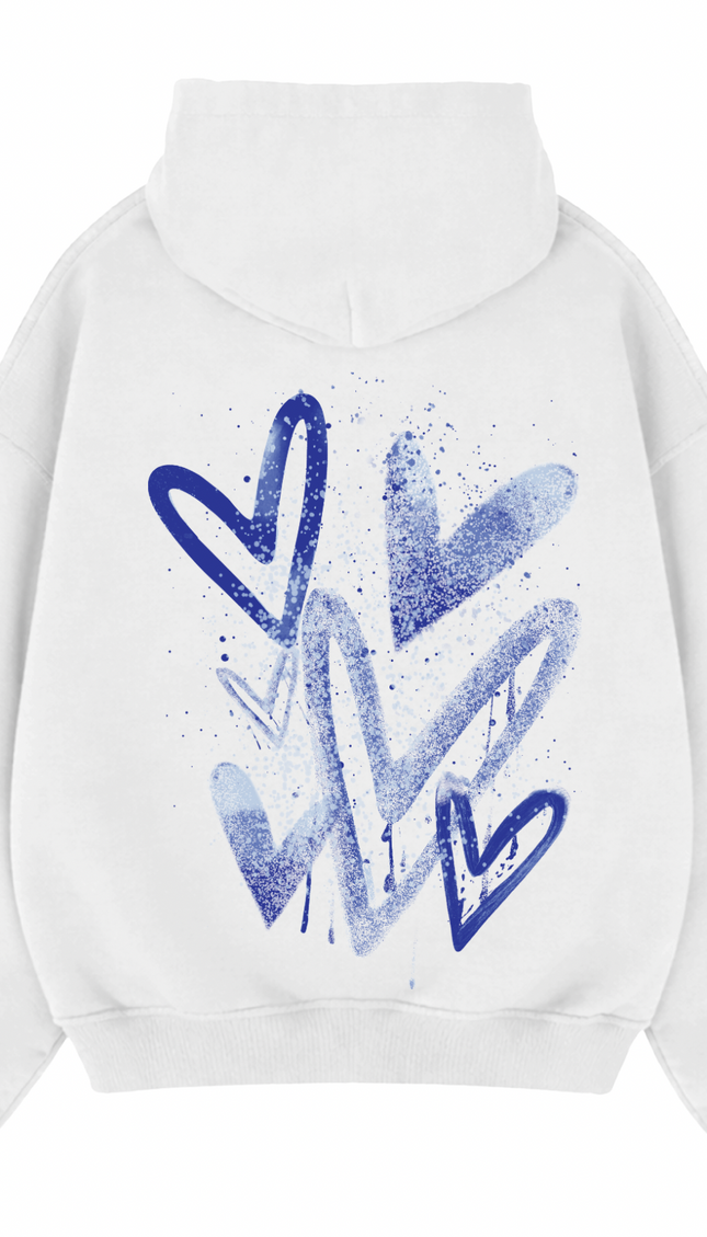 Royal Blue Scatter Heart Printed Hoodie – additional view
