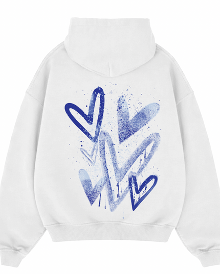 Royal Blue Scatter Heart Printed Hoodie Adults