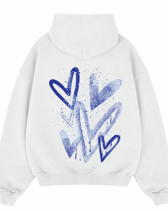Royal Blue Scatter Heart Printed  Hoodie Kids