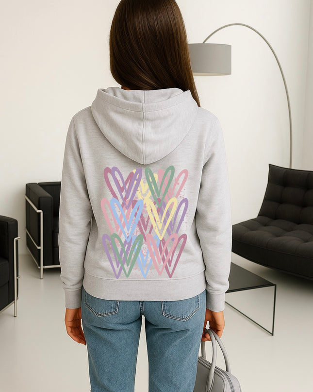 Dark Pastel Heart Printed Hoodie