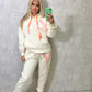 Coral/Pink Heart Sprayed Cream Ribbon Hooded Tracksuit
