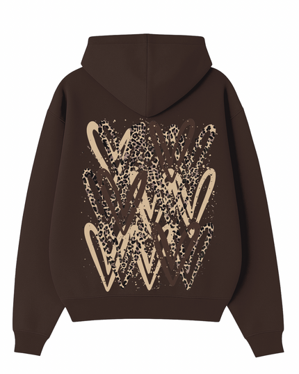 Leopard Print Heart Printed Hoodie Adults