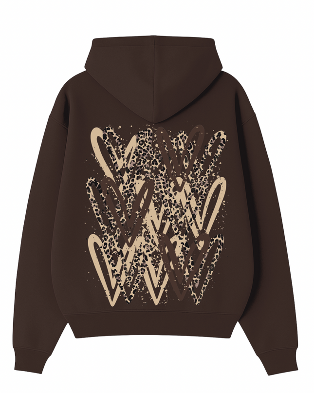 Leopard Print Heart Printed Hoodie Kids