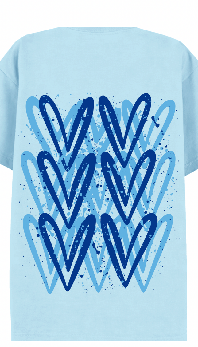 Royal Blue Heart Printed T-shirt – image 8