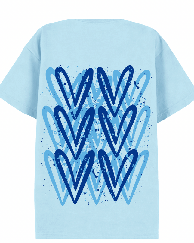 Royal Blue Heart Printed T-shirt Adult