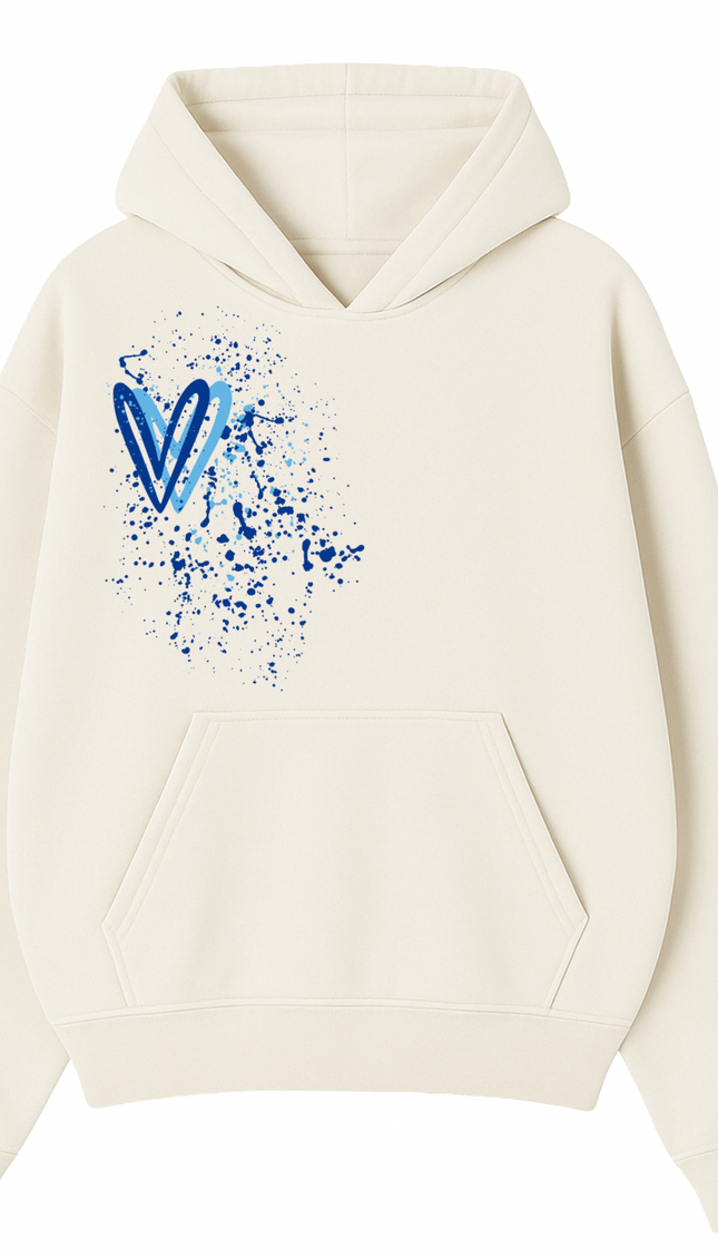 Royal Blue Heart Printed Hoodie – image 4