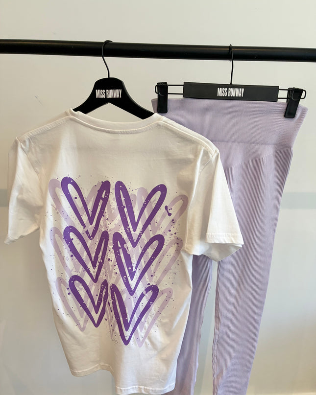 Lilac Heart Printed Legging Set