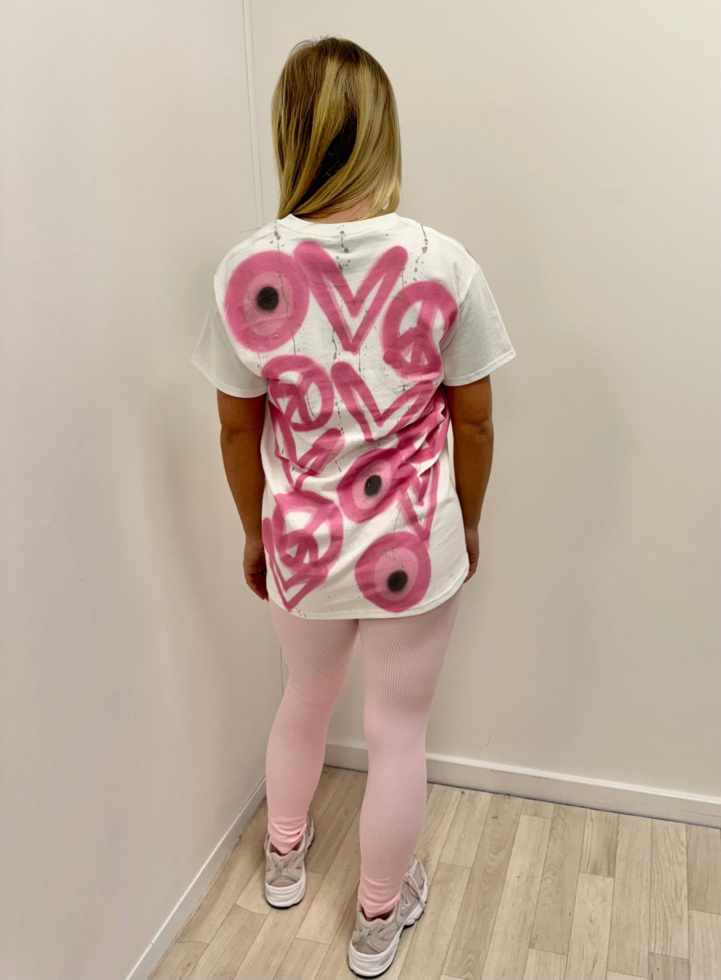 Pink Evil Eye/Peace/Heart T-Shirt And Legging Set