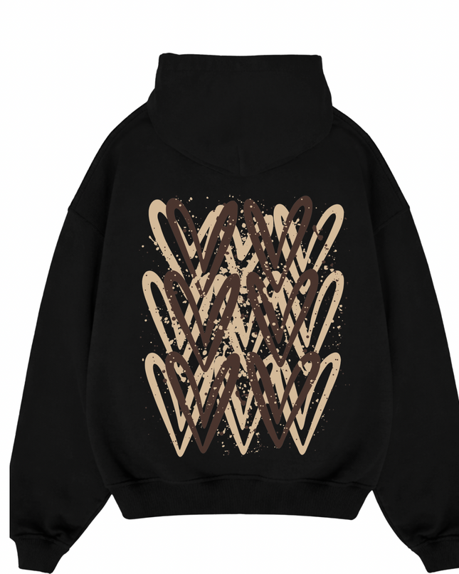 Brown Heart Printed Hoodie Adults