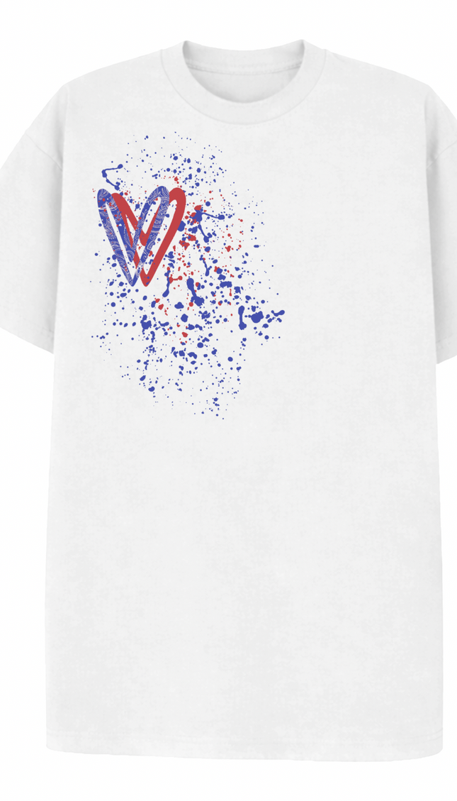 Red/Royal Blue Paisley Heart Printed T-shirt by Miss Runway – image 2