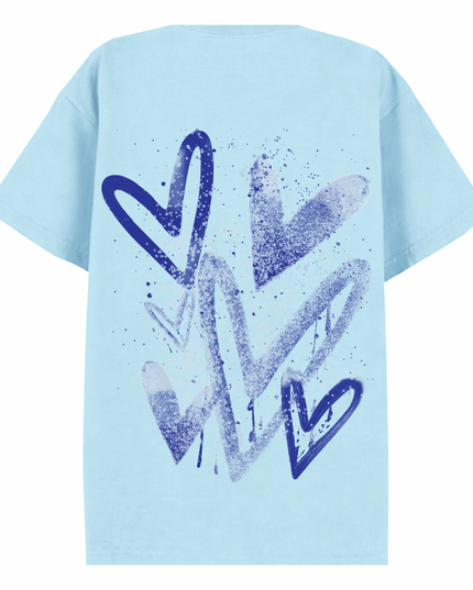 Royal Blue Scatter Heart Printed T-shirt Kids