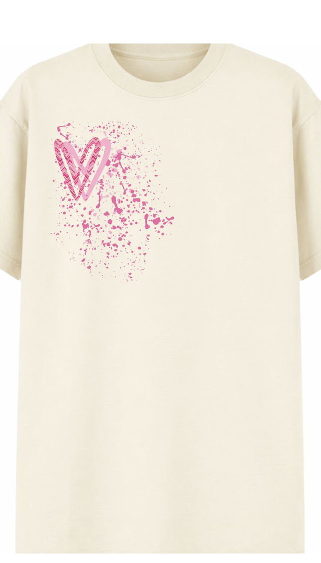 Hot Pink Zig Zag Heart Printed T-shirt – image 8