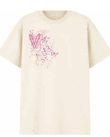 Hot Pink Zig Zag Heart Printed T-shirt Adult