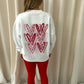 Pink & Red Candy Cane Heart Graffiti Sweatshirt Legging Set White