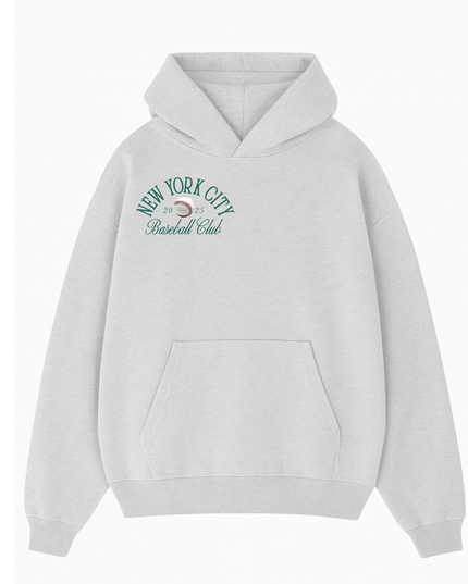 New York Baseball Club Hoodie Adult Ash Grey