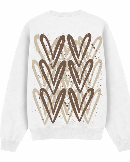 Beige Heart Printed Sweatshirt Kids