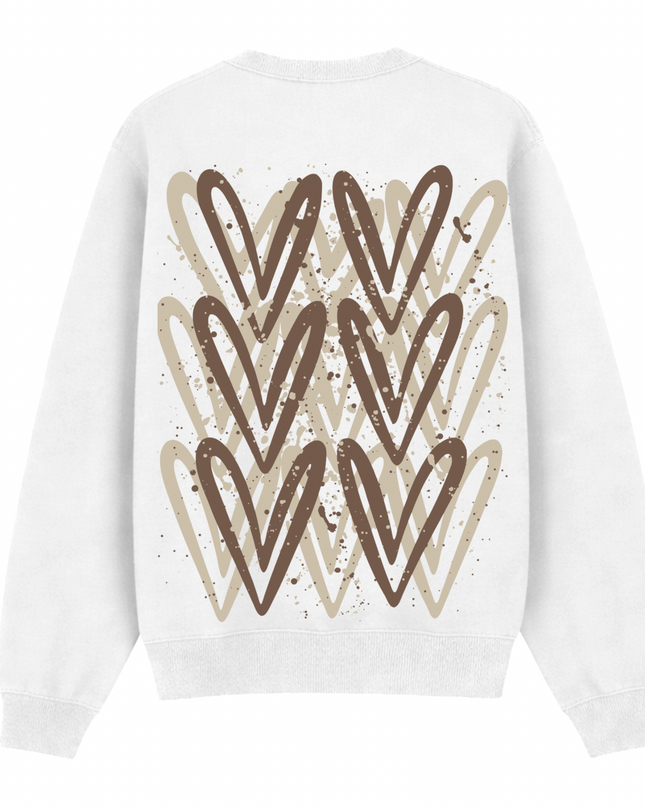 Beige Heart Printed Sweatshirt Kids