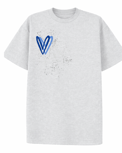 Royal Blue/Silver Heart Printed T-shirt Adult