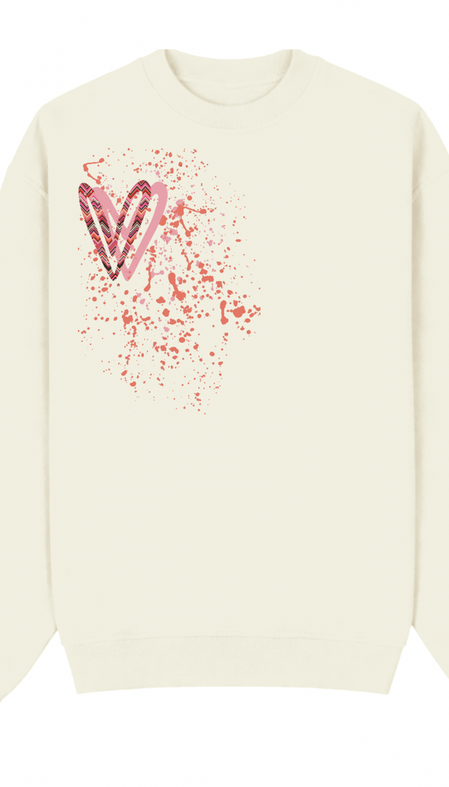 Coral Zig Zag Heart Printed Sweatshirt by Miss Runway – image 2