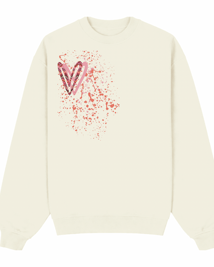Coral Zig Zag Heart Printed Sweatshirt Adults