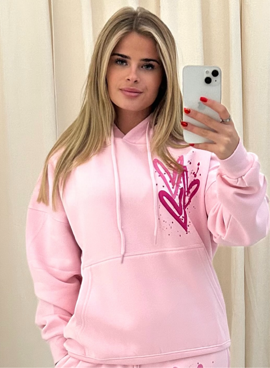 Miss Runway Pink Heart Graffiti Hoodie Pink