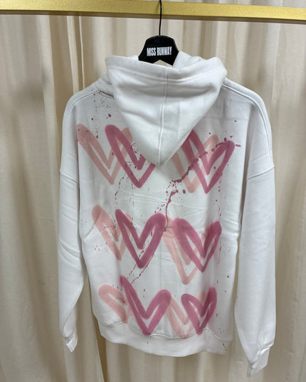 Pink Hearts Spray Painted Hoodie Kids