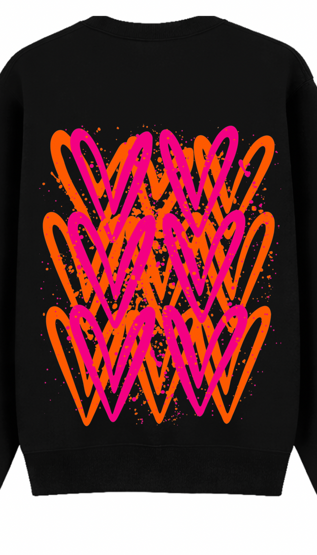 Neon graffiti heart sweatshirt with spray paint effect print – women's sweatshirt by Miss Runway