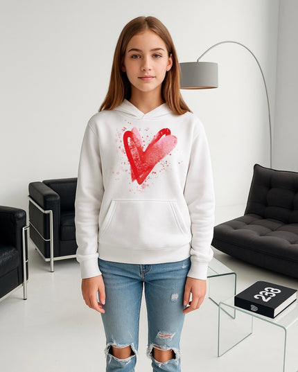 Red/Pink Scatter Hearts Printed Hoodie