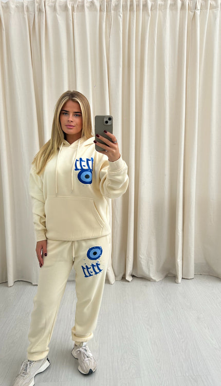 11:11 Graffiti Hooded Tracksuit Cream