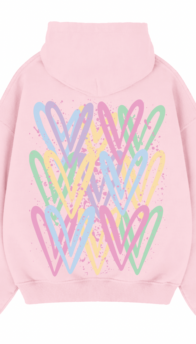 Pastel graffiti heart hoodie with spray paint effect print – women's hoodie by Miss Runway