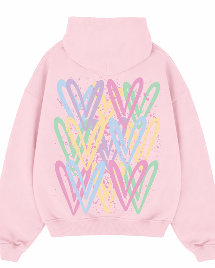 Pastel Heart Printed Hoodie Adults