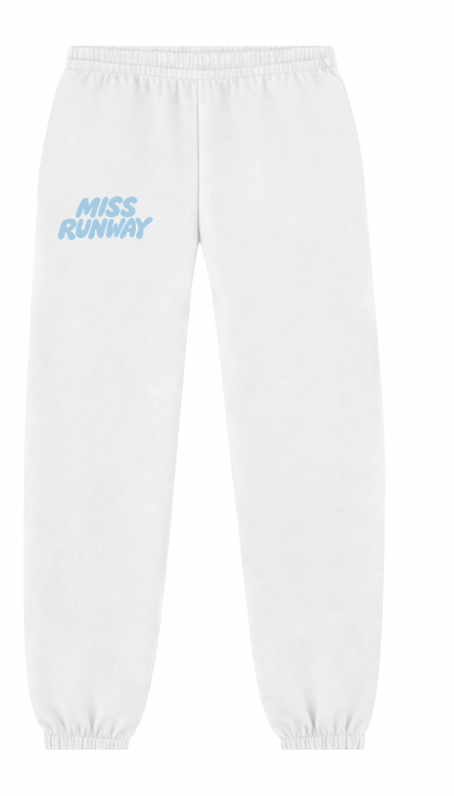 Miss Runway Established Joggers White/Blue – adult printed joggers by Miss Runway