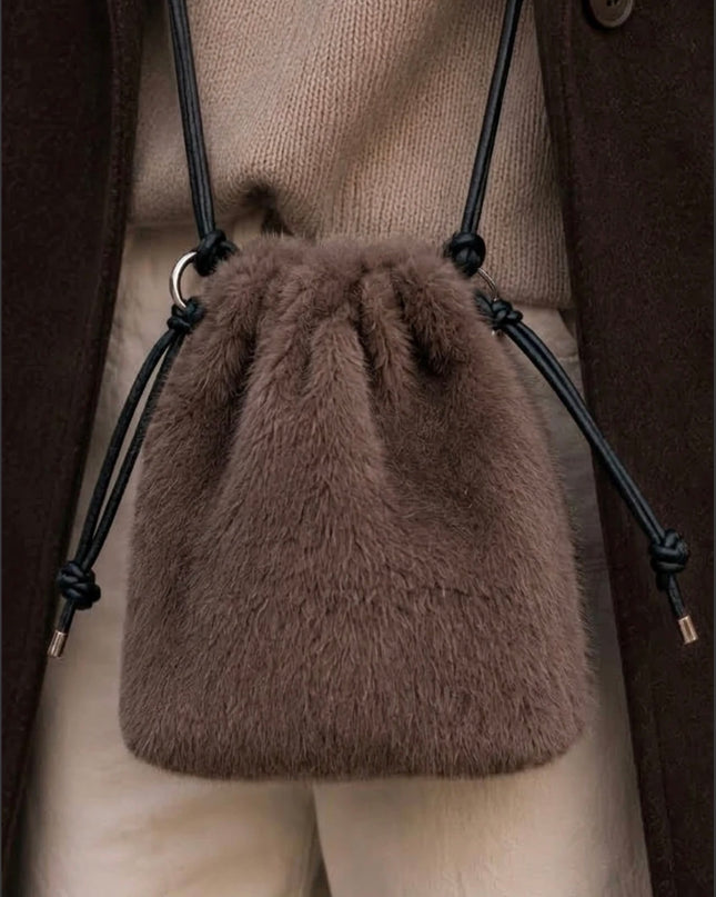 Faux Fur Crossbody Mocha – women's bag by Miss Runway