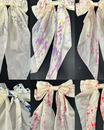 Spray Painted Satin Hair Bows