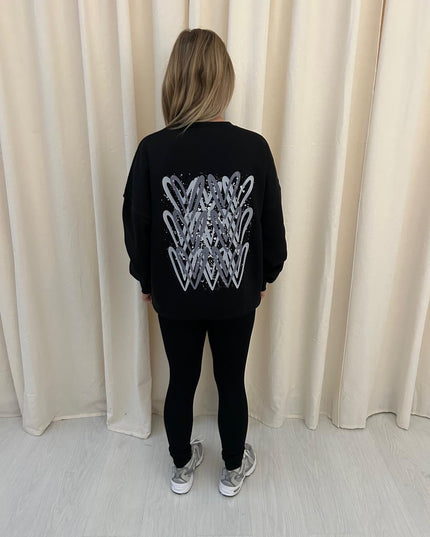Grey Heart Printed Sweatshirt & Leggings Adults