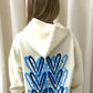 Royal Blue Heart Graffiti Hoodie Cream