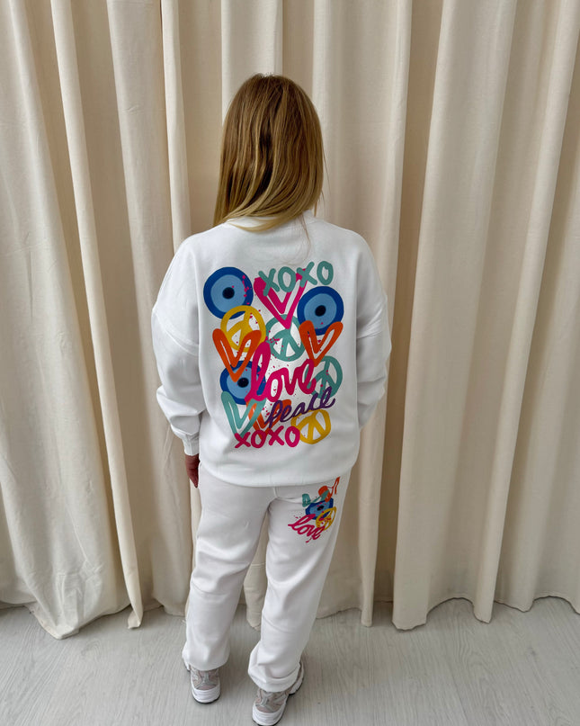 XOXO Graffiti Sweatshirt Tracksuit White