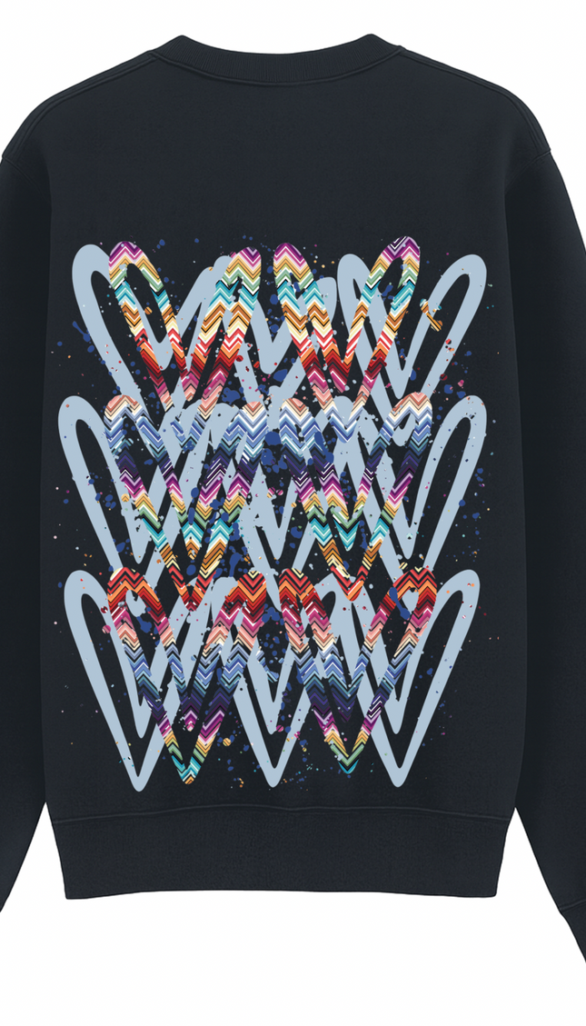 Multicoloured Zig Zag Heart Printed Sweatshirt – image 11
